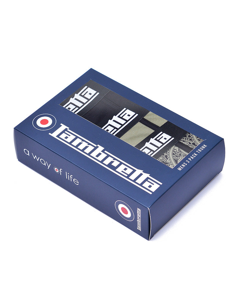 3PK Paisley Boxer Khaki/Black