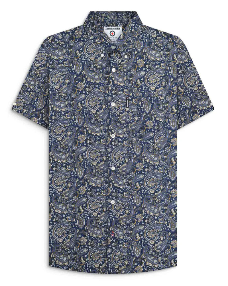 Paisley SS-skjorte marineblå