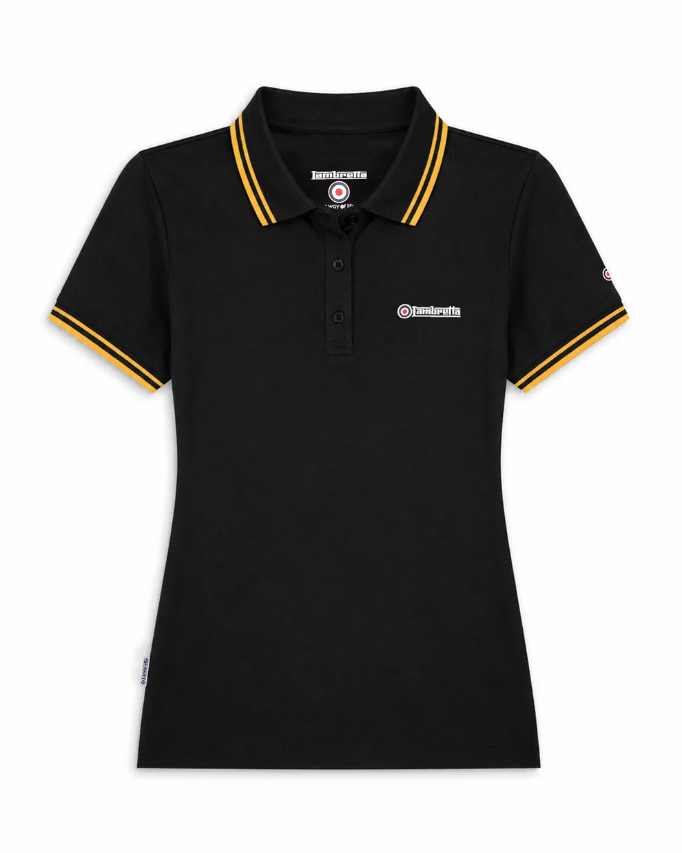 Ladies Twin Tipped Polo Black/Gold