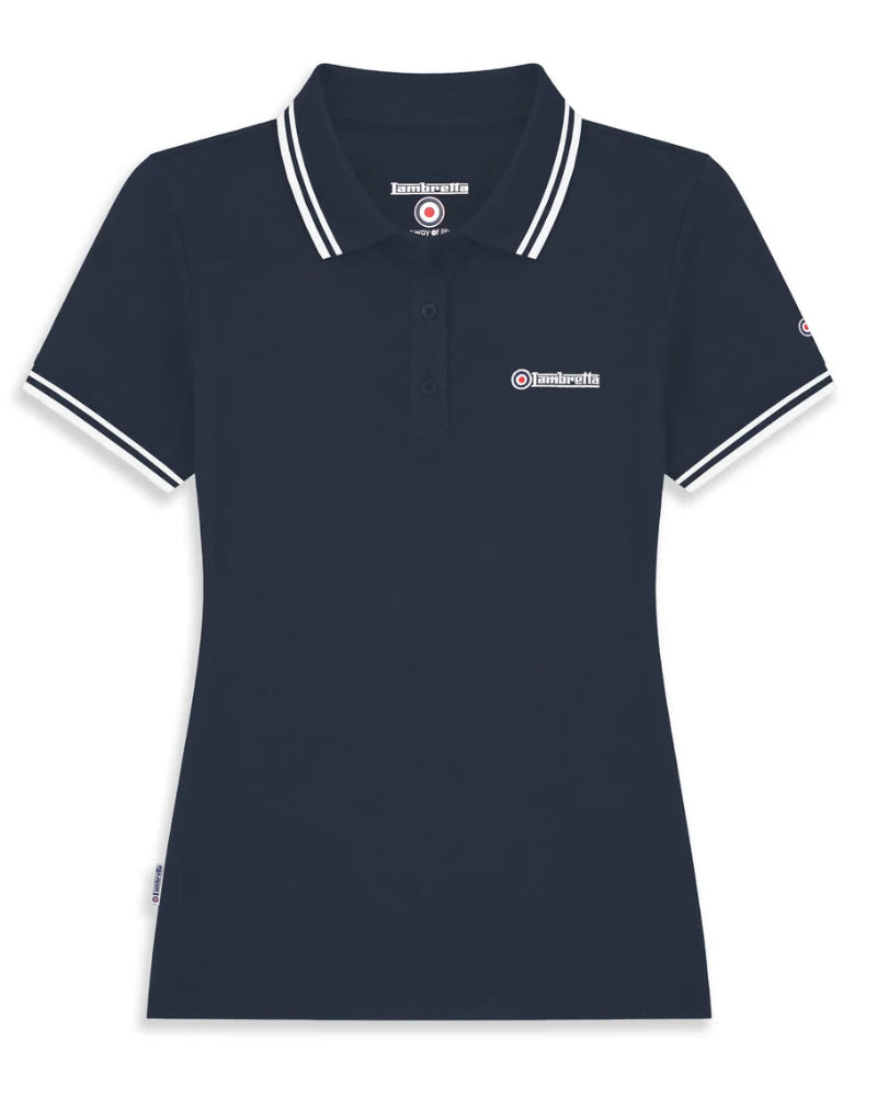Ladies Twin Tipped Polo Navy/White