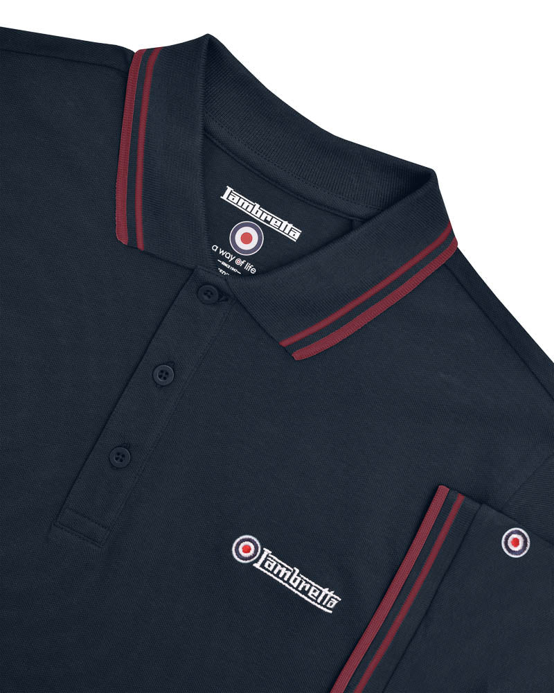 Twin Tipped Polo Dark Navy (Burgundy)