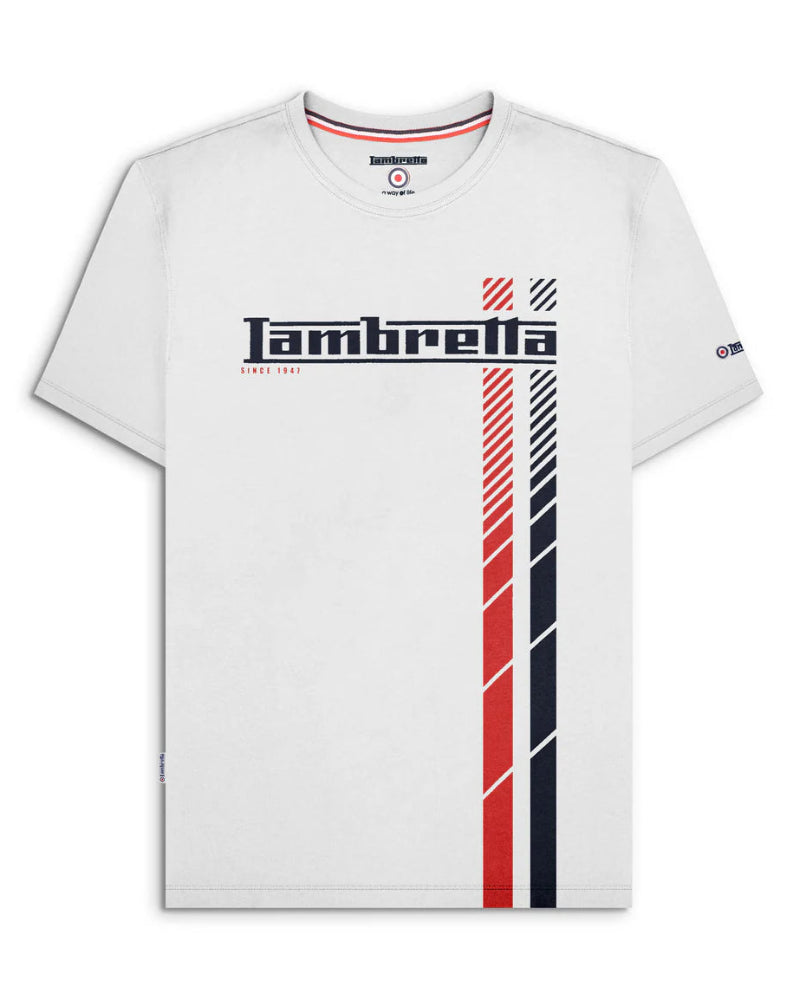 Fade Racing Stripe Tee (White/Red/Blue)