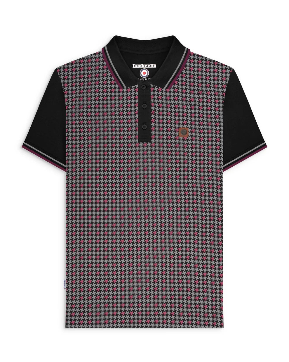Houndstooth Polo Black/Burgundy