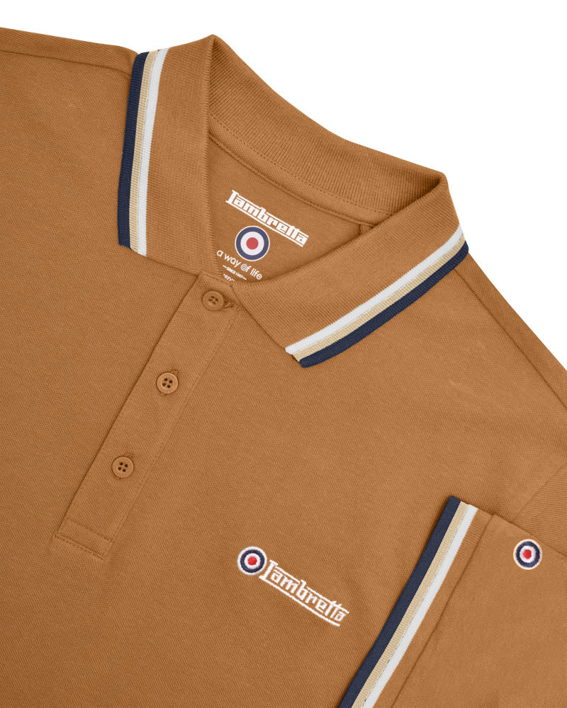 Triple Tipped Polo Tobacco(White/Cream/Navy) M