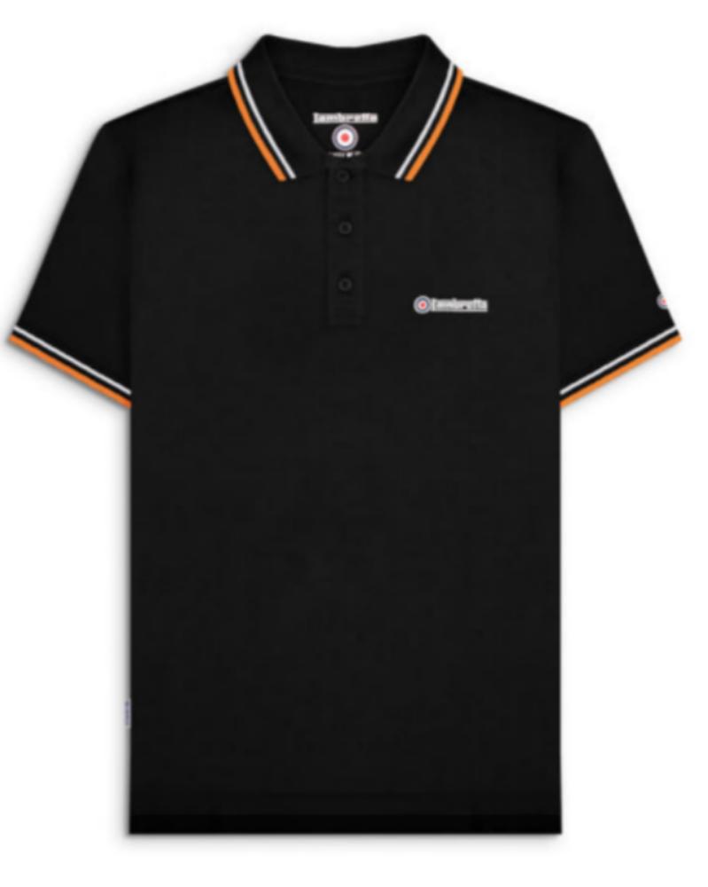 Polo med dobbeltstribe, sort (hvid/marmelade)