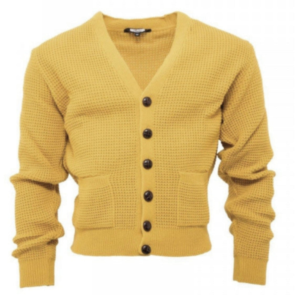 Waffle Knit Cardigan Mustard