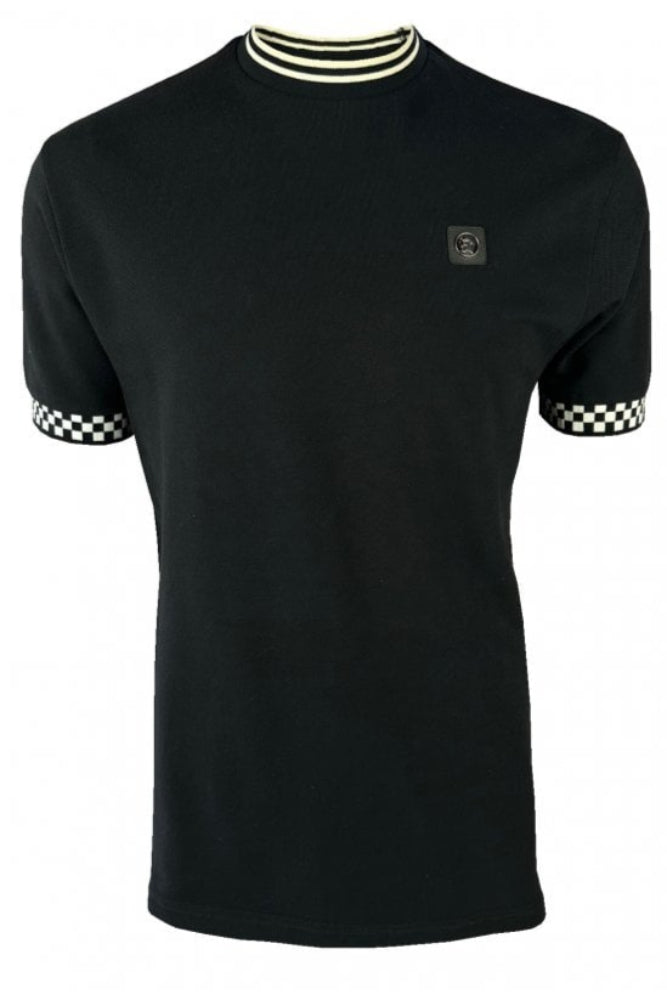 Chequerboard Trim Tee TR/9040 Black S & XL