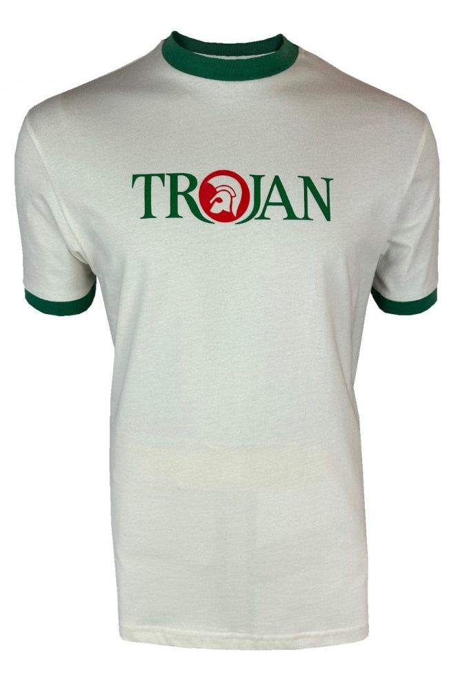 Trojan Logo Ringer T-shirt TC/1014 Råhvid