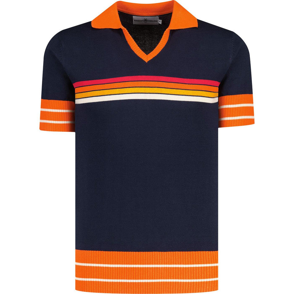 All-Nighter Retro 70s Northern Soul Skipper Polo Shirt (Navy)