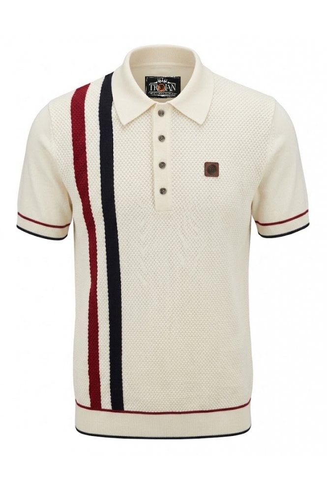 Racing Stripe Fine Gauge Polo TR/9113 Cream