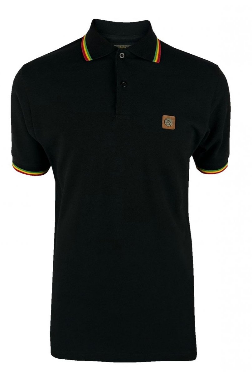 TC/1041 Three colour tipped pique polo Black