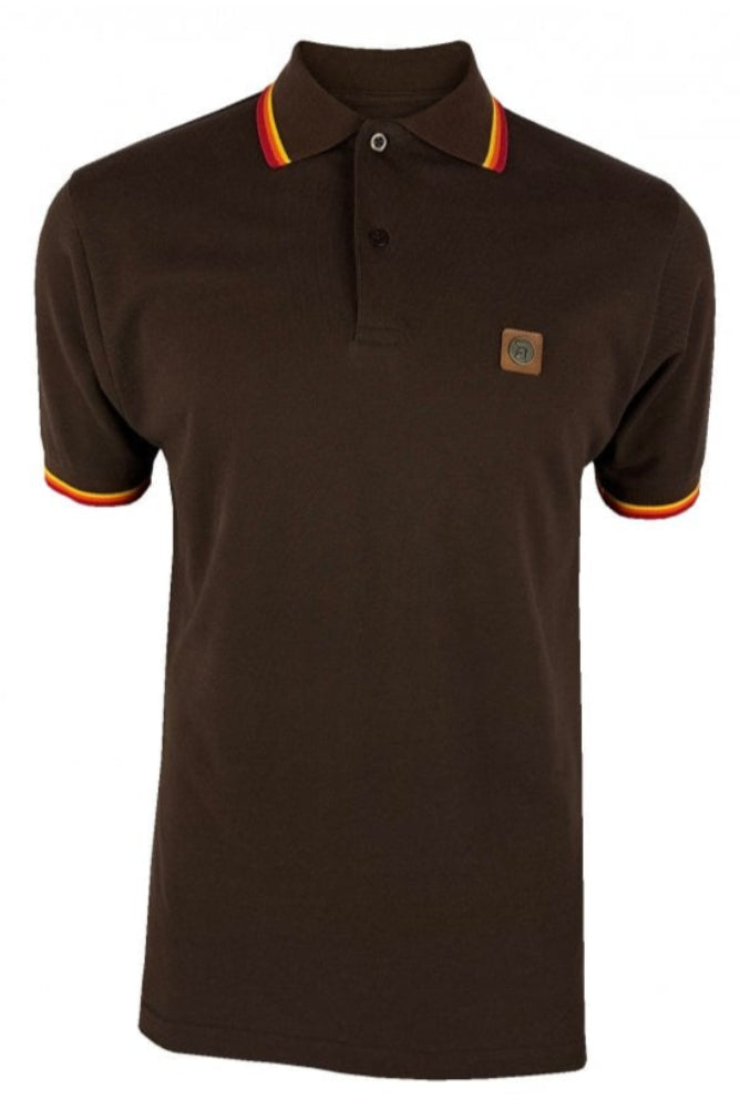 Three colour tipped pique polo Chocolate TC/1041