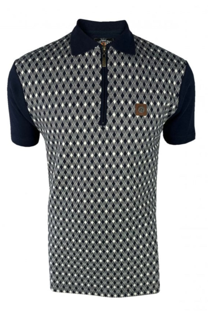 Diamond Jacquard Zip Panel Polo TR/8972