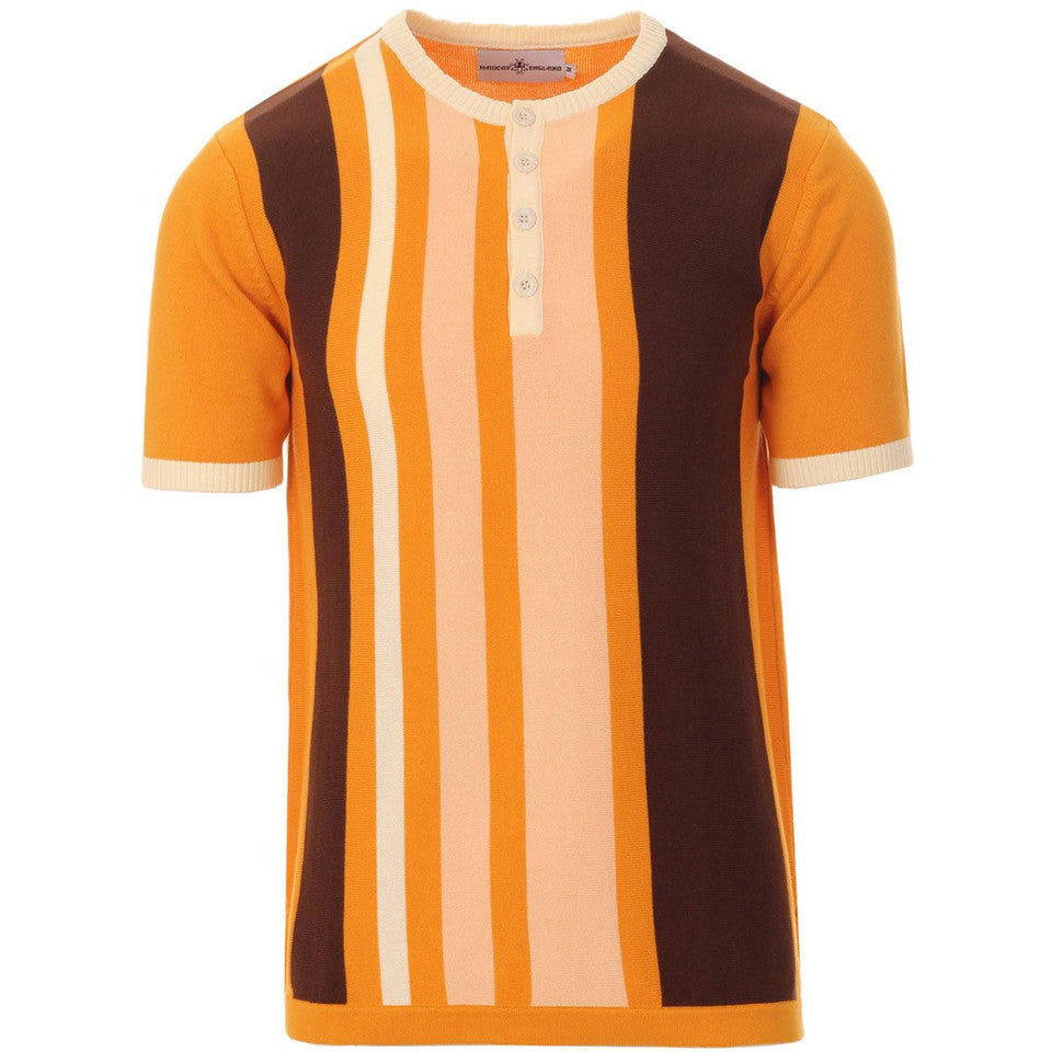 Zen Stripe Knit Grandad Top (Autumn Blaze) M