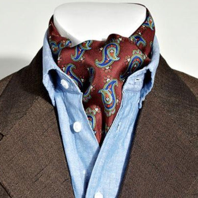Burgundy/Blue Paisley Silk Scarf