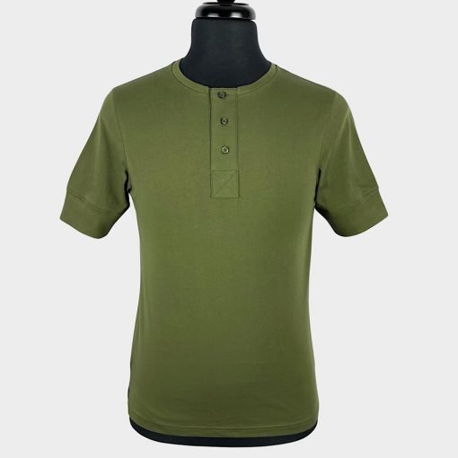 Henley Short Sleeve T-Shirt Olive 2XL