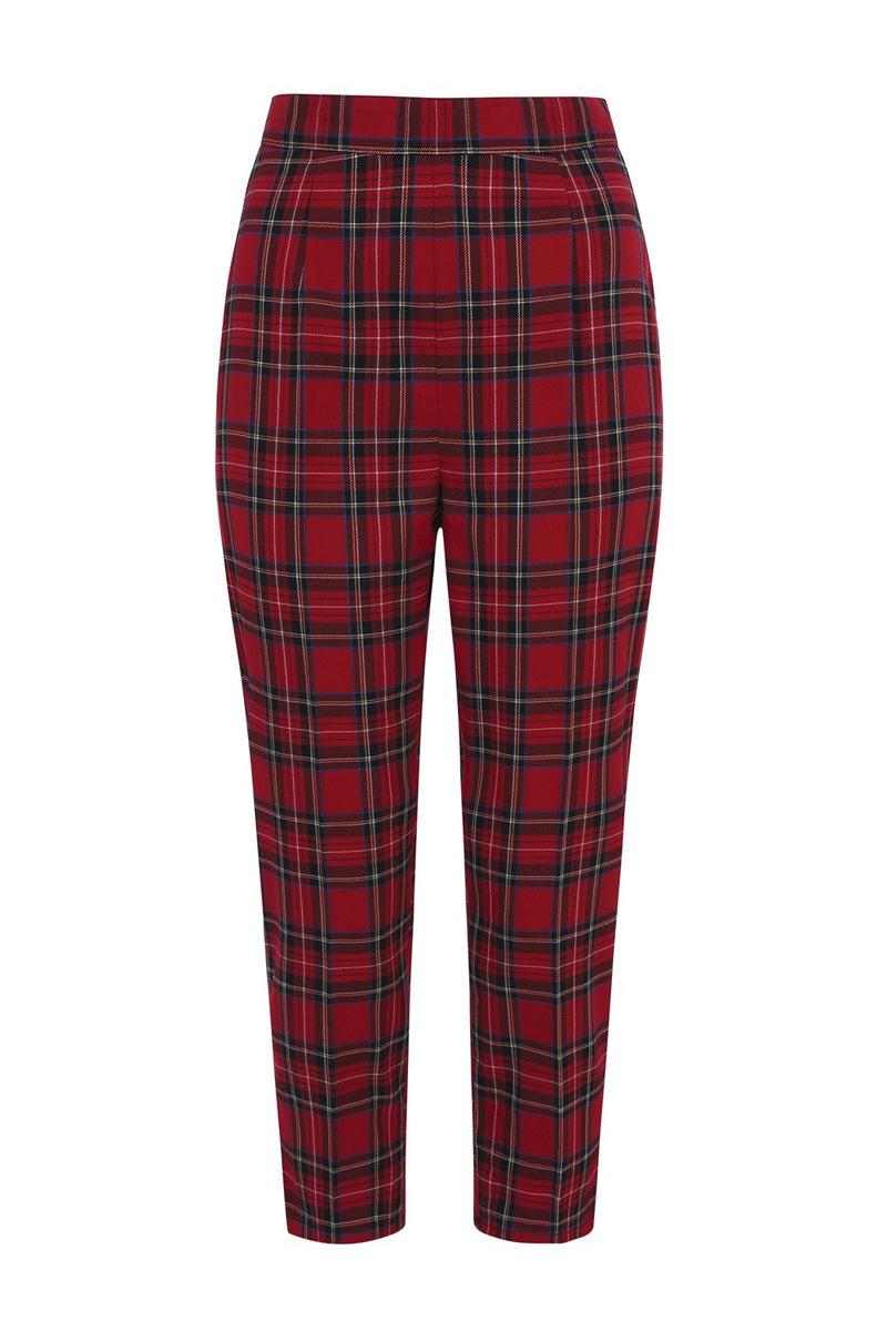 Red plaid trousers on sale womens