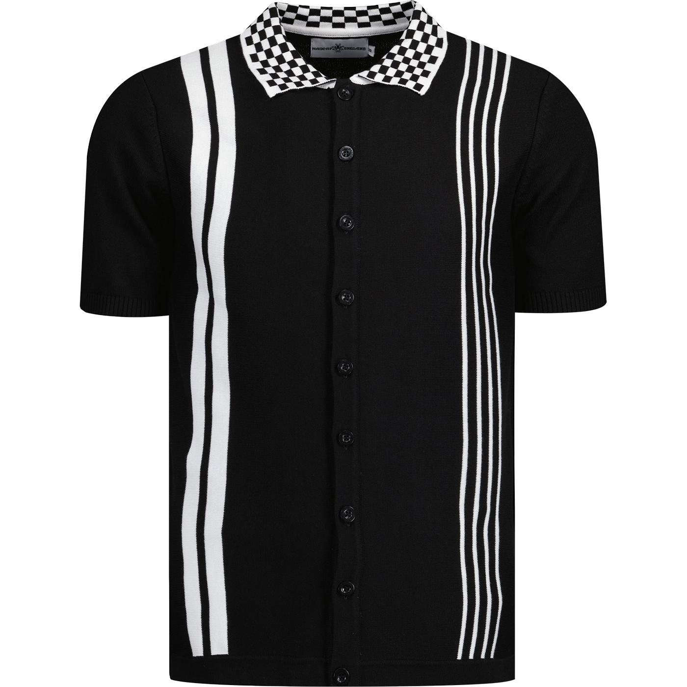 Charlie Checkerboard Krave Strikket Polo Sort S