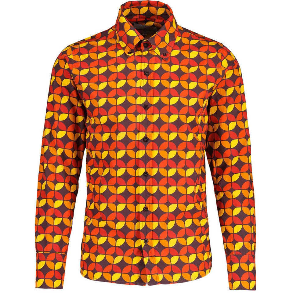 Danza Retro 70s Circle Print Button Down Shirt