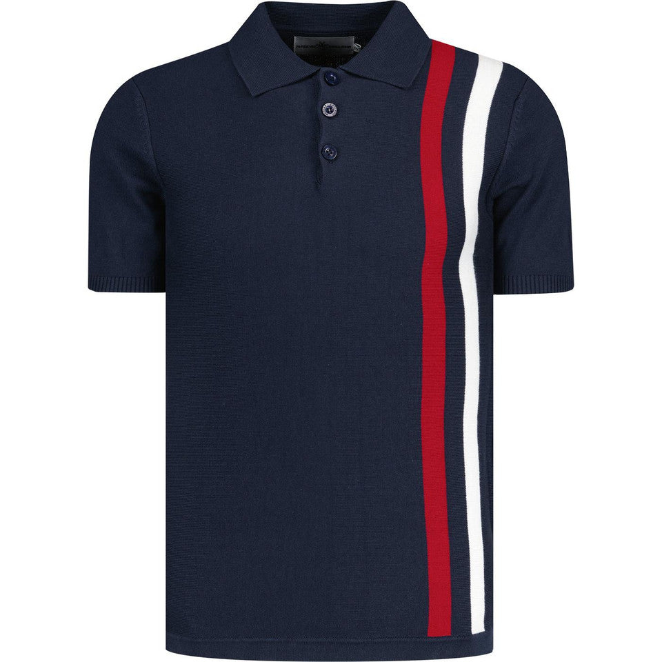 Beck Racing Stripe Knit Polo Navy Blazer