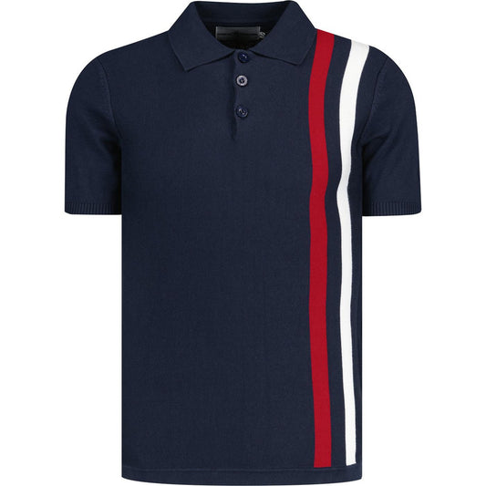 Beck Racing Stripe Knit Polo Navy Blazer