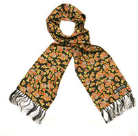 Black/Yellow/Red Paisley Silk Scarf