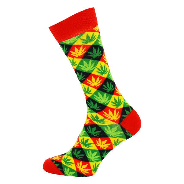 Red and Green Leafy Ankle Socks