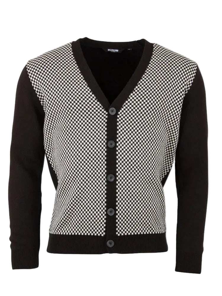 Chas Black and White Check Cardigan