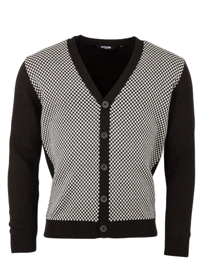Chas Black and White Check Cardigan