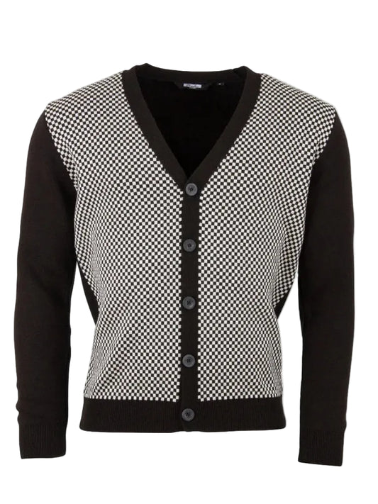 Chas Black and White Check Cardigan