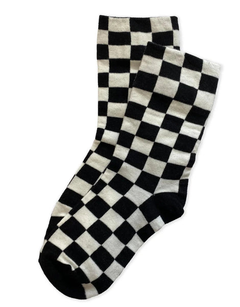 Checkerboard Ankle Socks Black/White