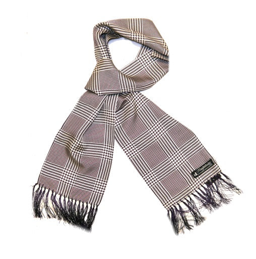 Dark purple/White Houndstooth Silk Scarf