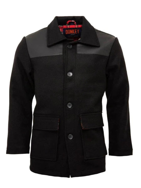 Donkey Jacket with PVC Shoulders - Black