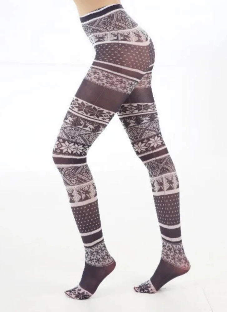 Fairisle Printed Tights Black/White