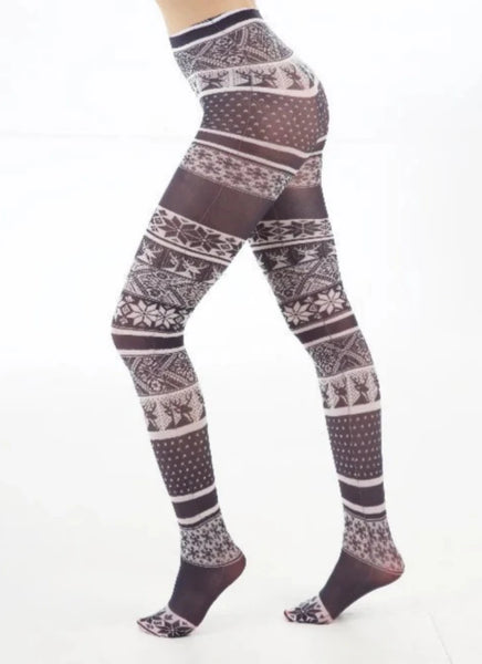 Fairisle Printed Tights Black/White