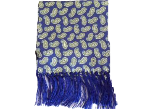 Navy/Yellow Large Paisley Silk Scarf
