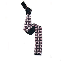 Navy/White/Red Diamond Design Silk Knitted Tie