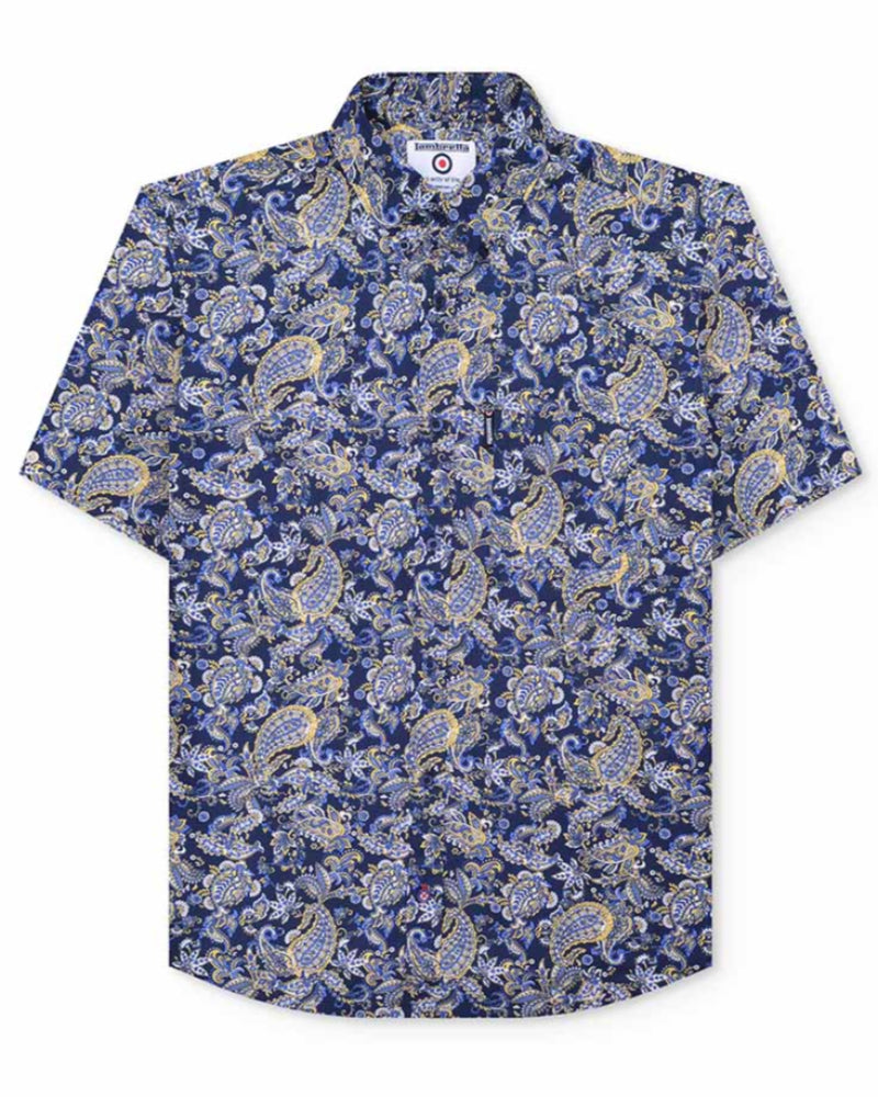 Paisley SS Shirt Navy/White