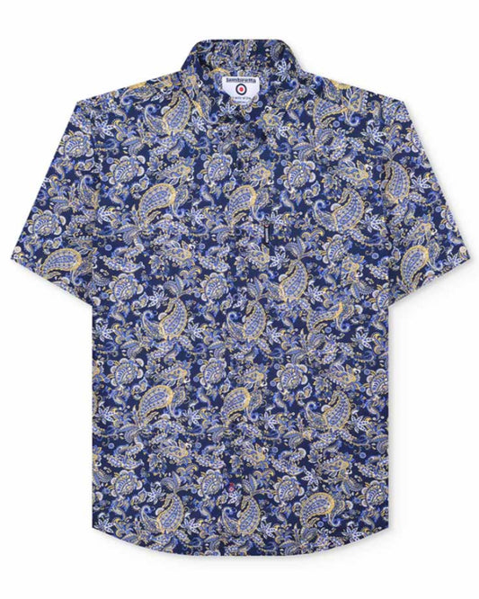Paisley SS Shirt Navy/White