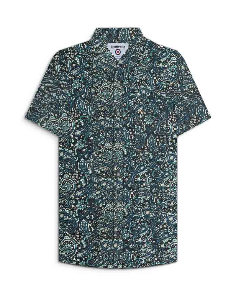 Paisley SS Shirt Black/Grey/Blue