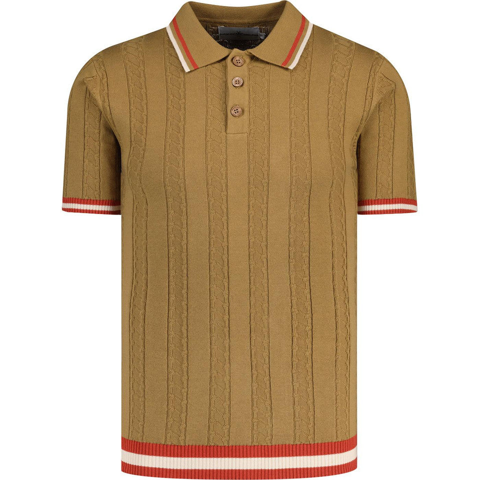 Ravello Cable Knit Polo Shirt (Fall Leaf)