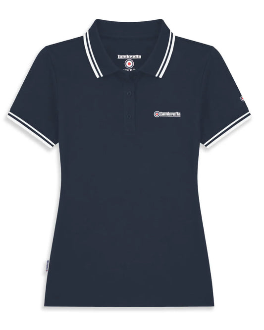Ladies Twin Tipped Polo Navy/White