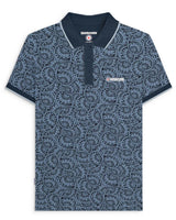 Paisley Tonal Polo Navy