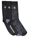 3 Pack Lambretta Paisley Sock Black/Wine