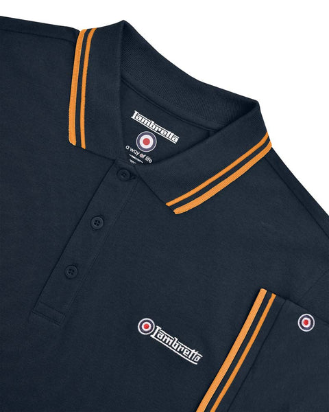Twin Tipped Polo Dark Navy (Tan)