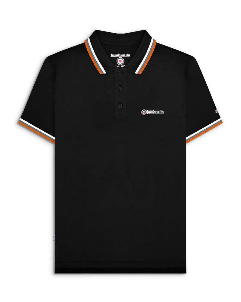 Triple Tipped Polo Dark Black (White/Grey/Orange)