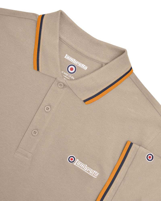 Triple Tipped Polo Cashew (Stone/Navy/Orange)