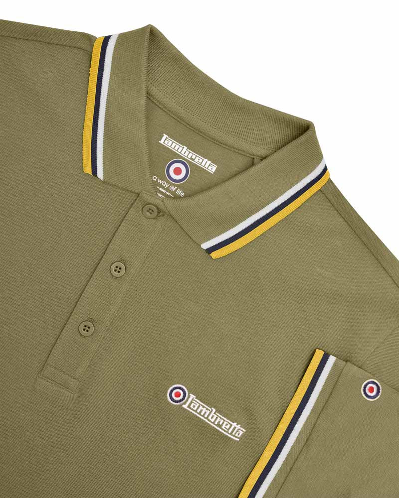 Triple Tipped Polo Khaki (White/Navy/Gold)