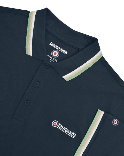 Triple Tipped Polo Navy (White/Stone/Basil)