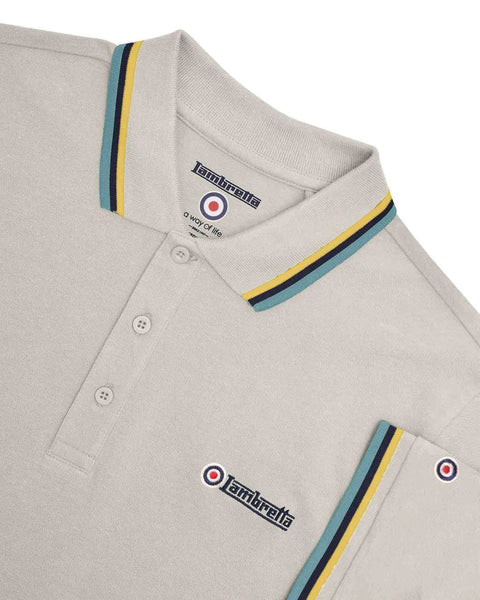 Triple Tipped Polo Pebble (Yellow/Navy/Smoke Blue)